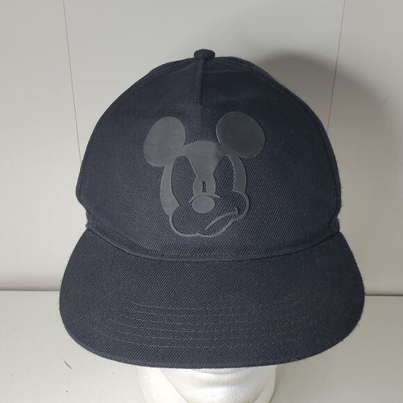 Disney Mickey Mouse Rubber Logo Baseball Cap Snapback Hat Hands Under Bill H & M - Picture 1 of 10